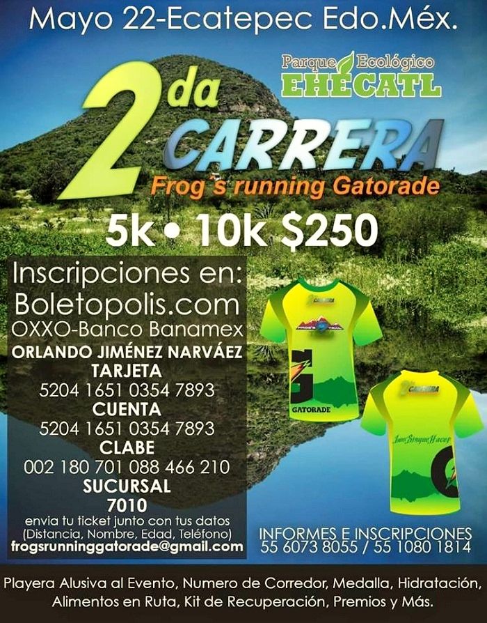 Lista la 2a Carrera atlética Frog’s Running Gatorade 5 y 10 kilómetros en Ecatepec