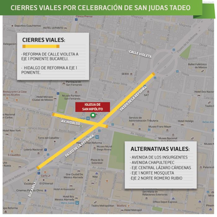 Cerrarán Reforma y Av. Hidalgo por celebración de San Judas Tadeo