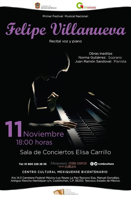 Será CCMB Texcoco sede del primer Festival Musical Nacional Felipe Villanueva