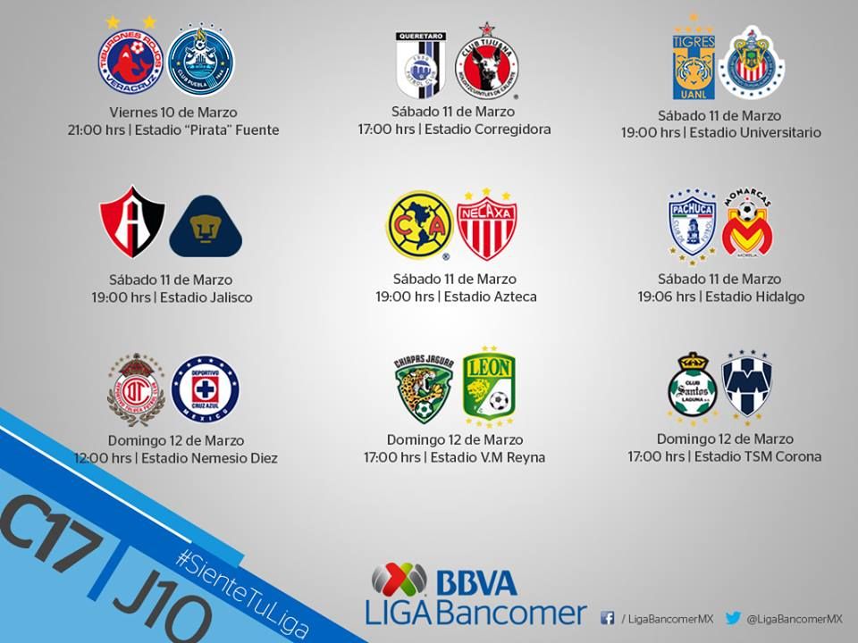 Confirman fechas para juegos de la J10 de la Liga MX