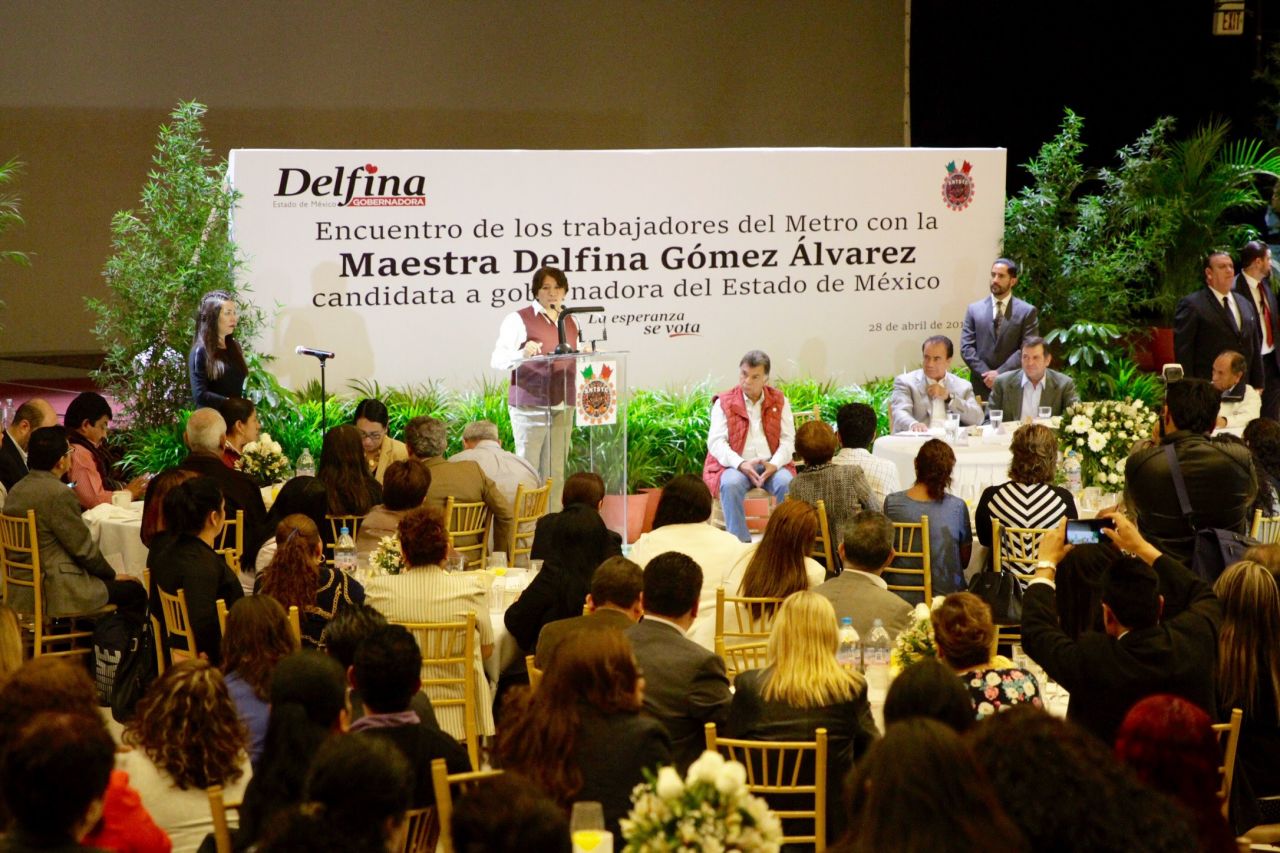 Sindicato de Trabajadores del Metro anuncian apoyo a campaña de Delfina Gómez 
