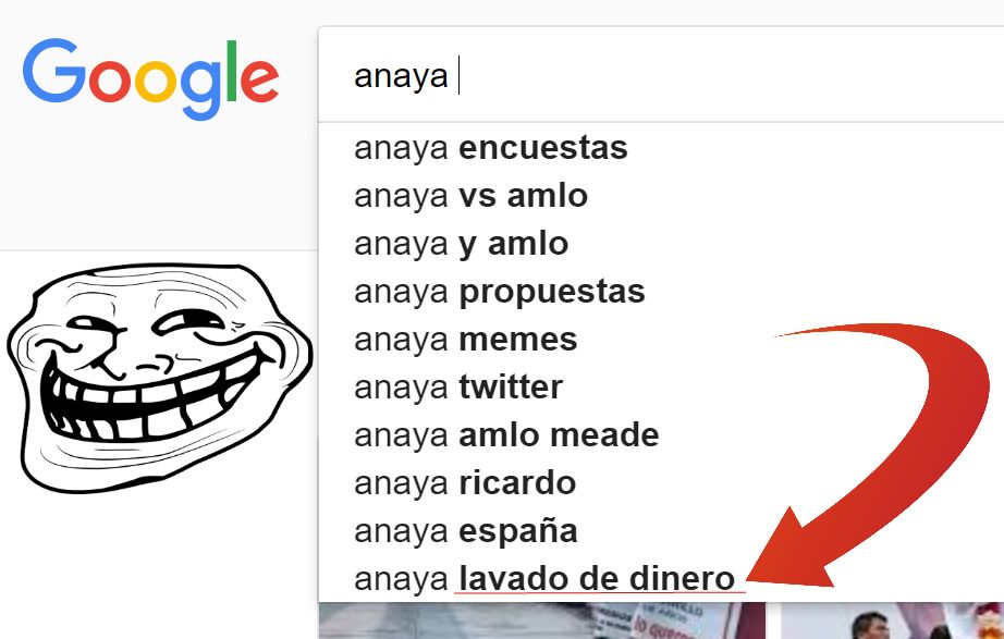 Google trolea a Anaya sugiriendo ‘Lavado de dinero’ en búsqueda