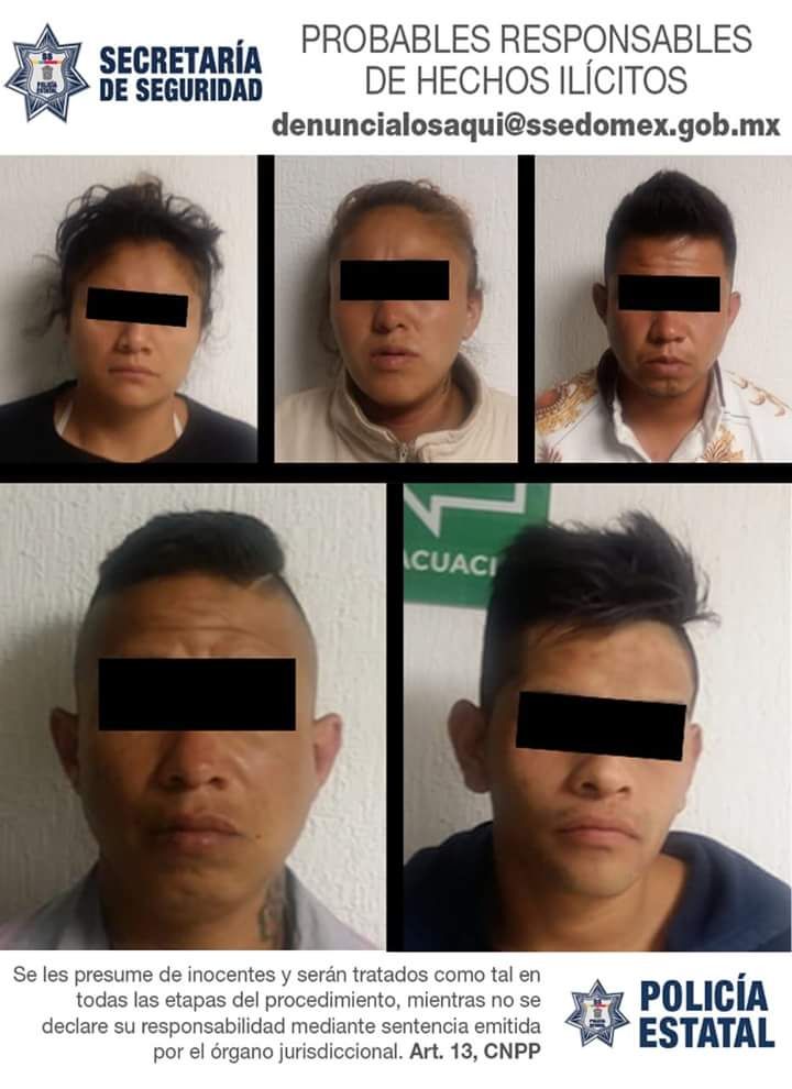 Caen cinco presuntos asaltantes en Ixtapaluca.