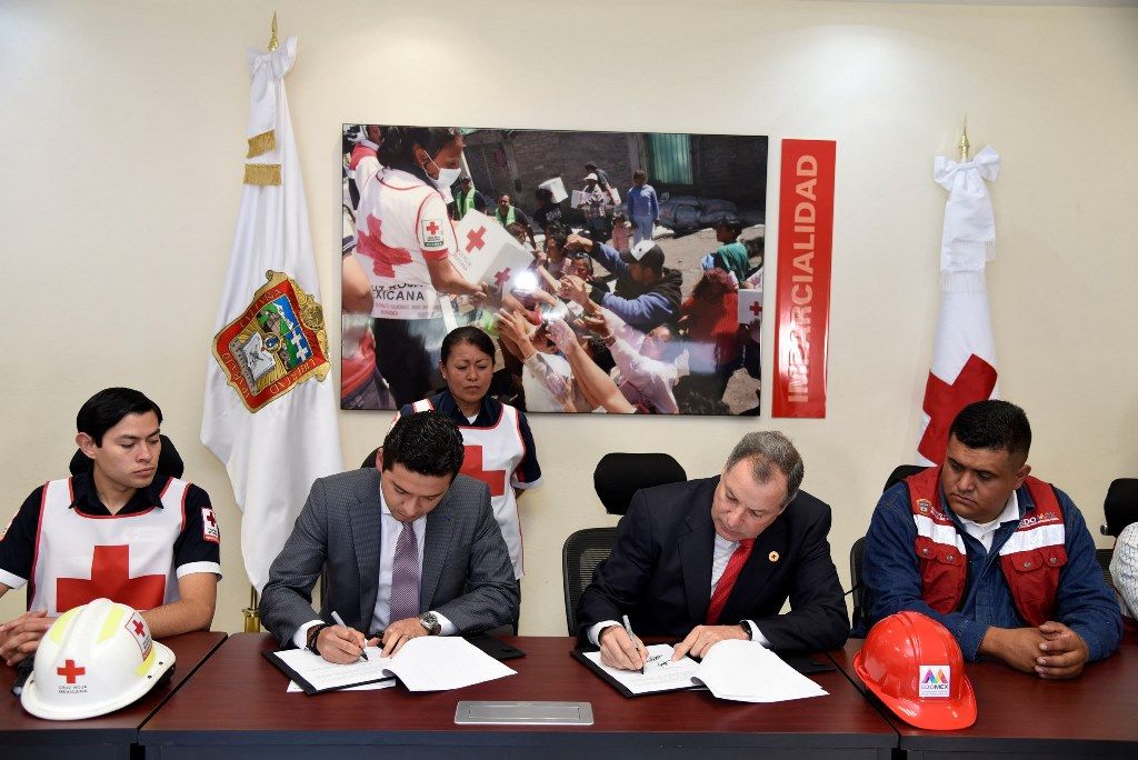 Firman convenio Secretaria de Obra Pública y Cruz Roja para capacitar a elementos del Grupo Tláloc