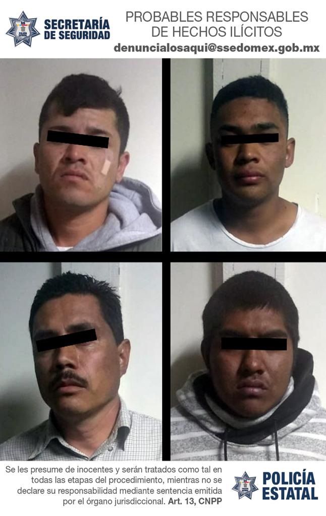 Aprehenden a cuatro sujetos que asaltaron a chófer y pasajeros de transporte público en Chicoloapan 