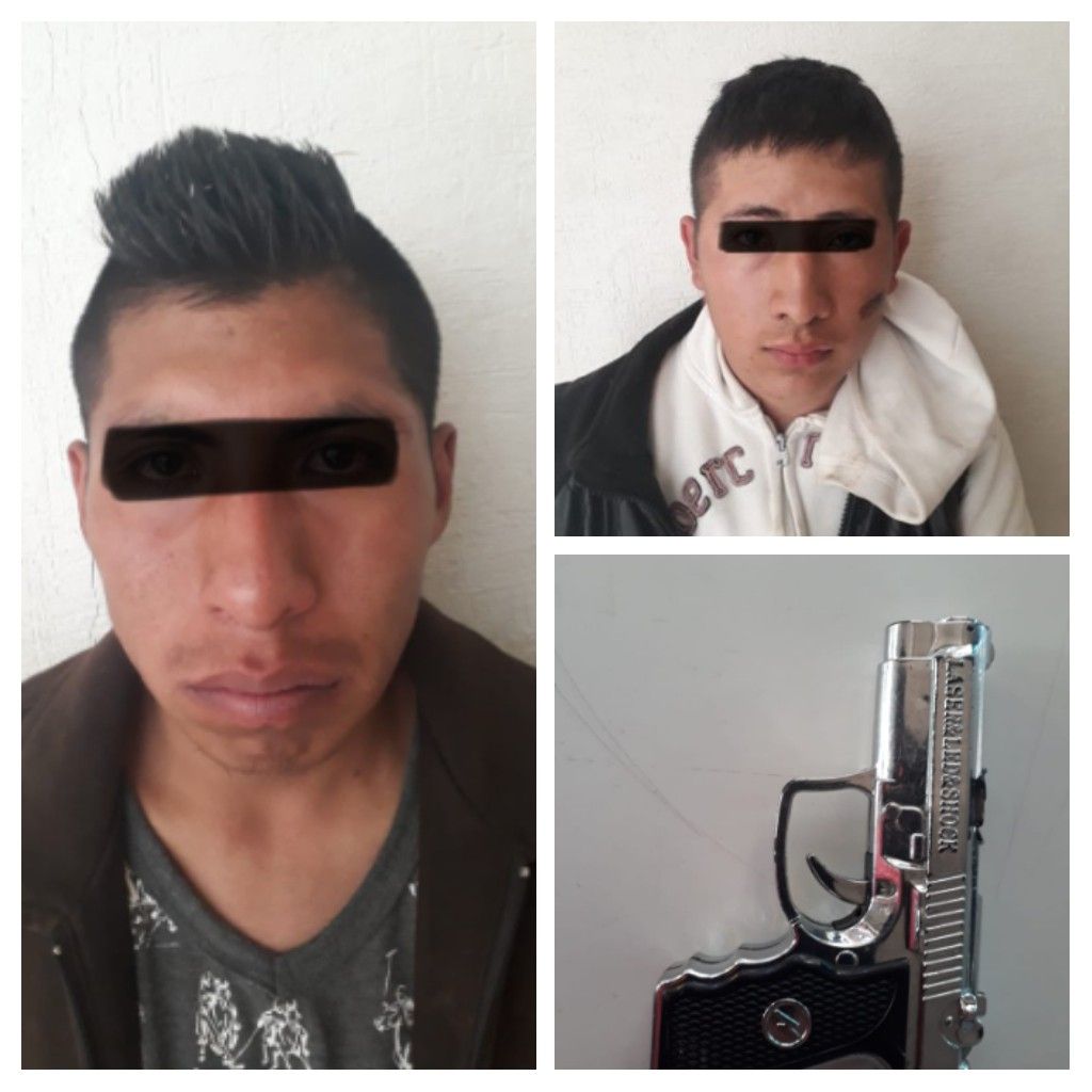 Captura municipal de Texcoco a dos presuntos ladrones de celulares.