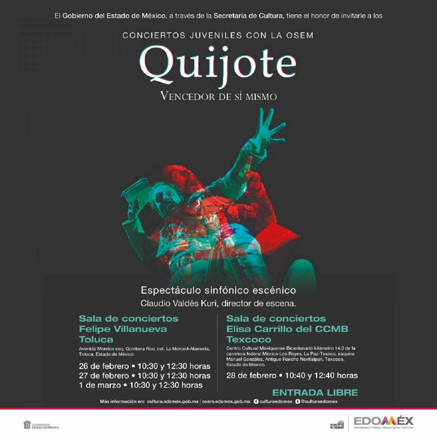 Presenta OSEM espectáculo sinfónico escénico basado en " El Quijote" de Miguel de Cervantes Saavedra.