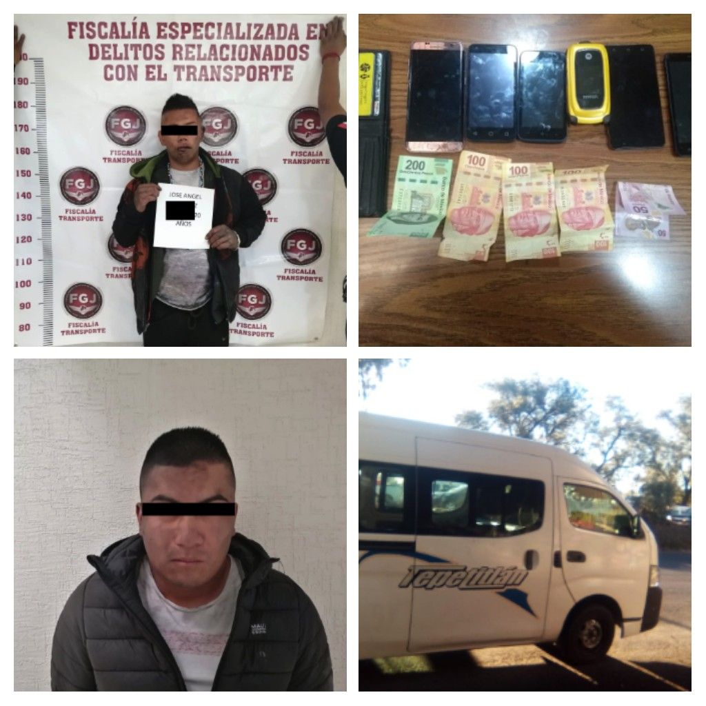 Municipal de Texcoco capturan a dos asaltantes de pasajeros.