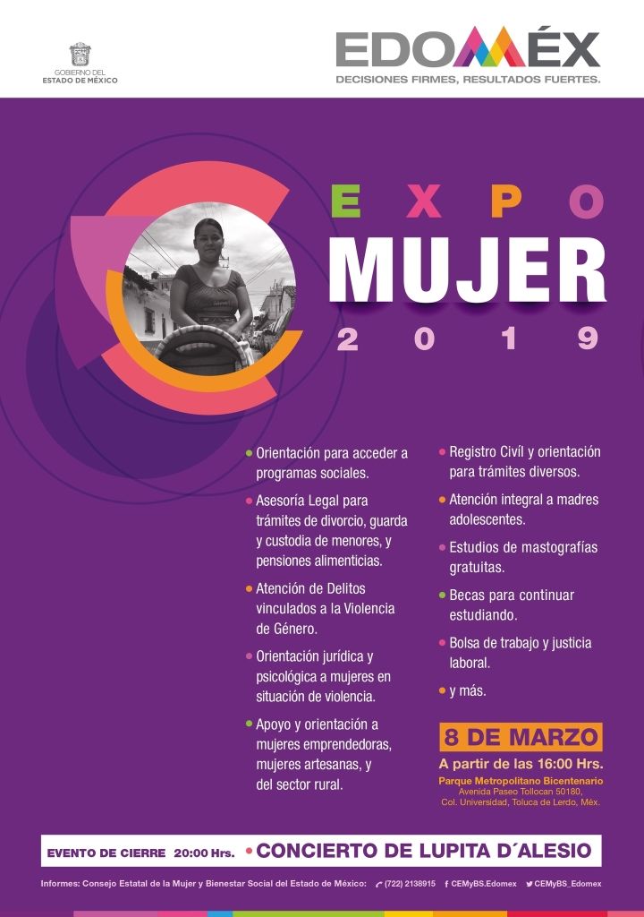 El GEM invita a mujeres mexiquenses a la expo mujer 2019