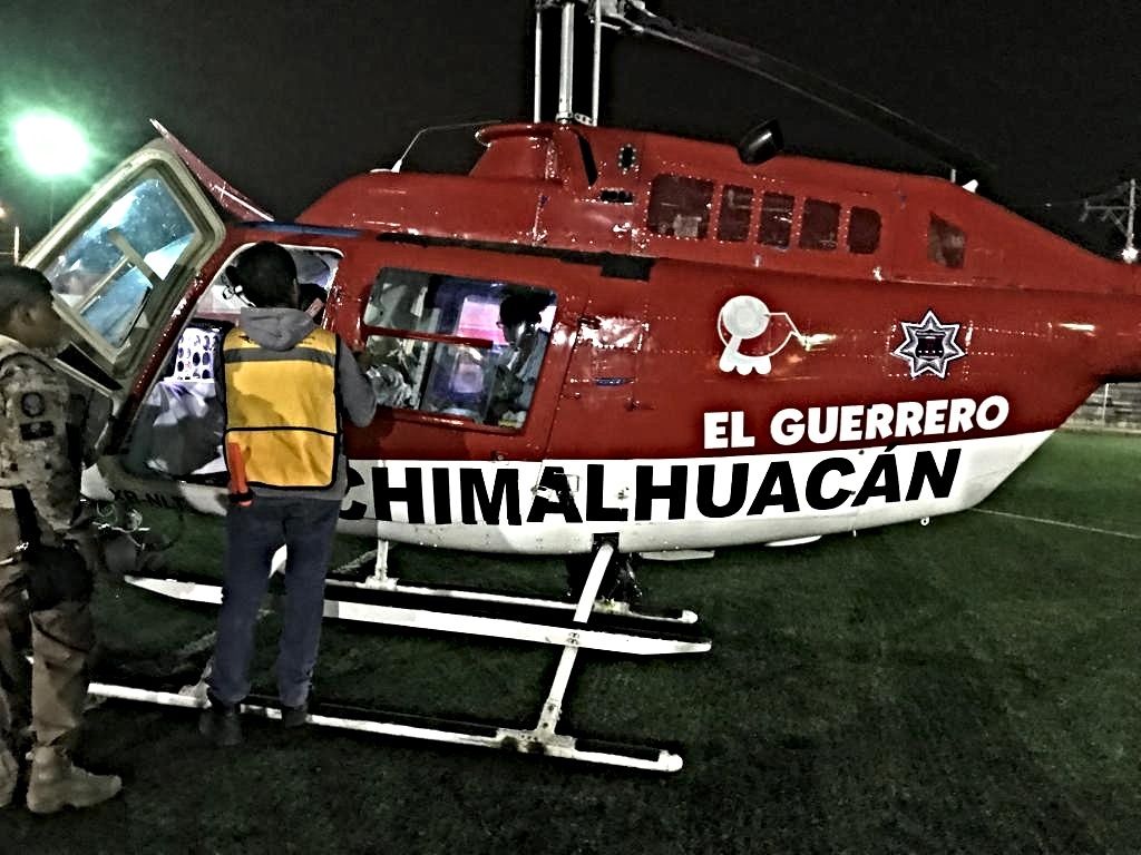 Helicóptero El Guerrero traslada de emergencia a masculino lesionado a hospital en la Ciudad de México