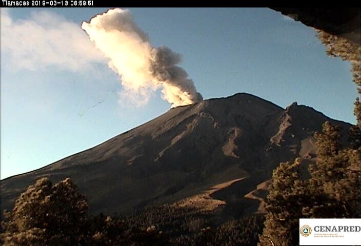 Reporte de actividad del volcán Popocatépetl.