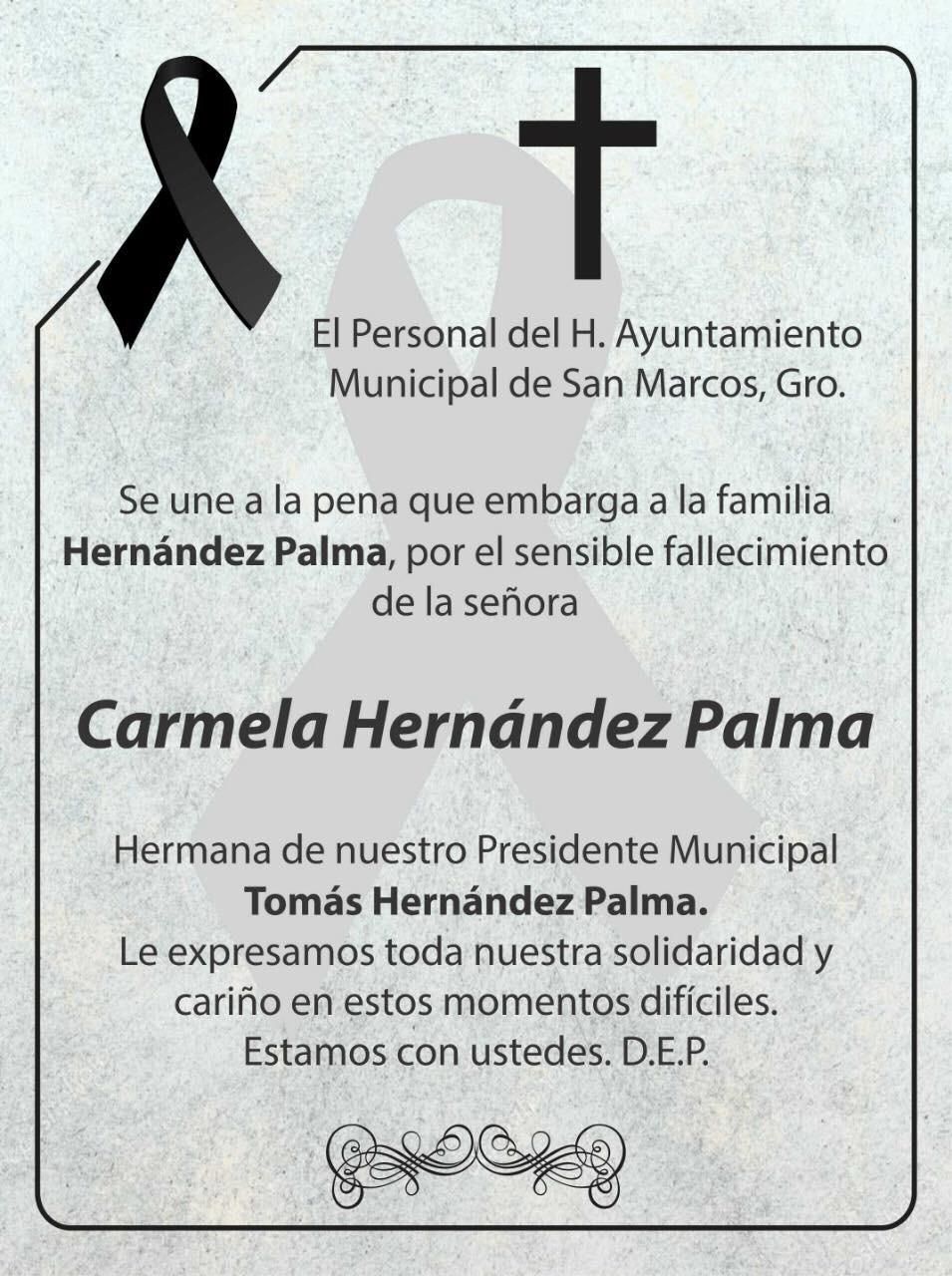 Trabajadores de San Marcos se unen a la pena por fallecimiento de Carmela Hernández Palma, hermana del alcalde 