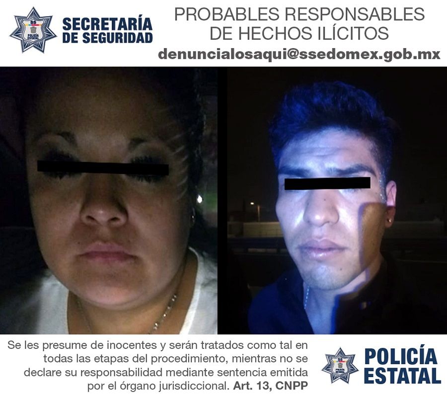 Detienen a pareja por robo de vehículo  en Ecatepec