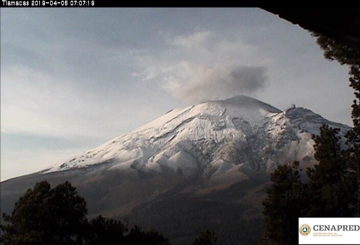 Reporte del monitoreo de CENAPRED al volcán Popocatépetl (05 de abril)