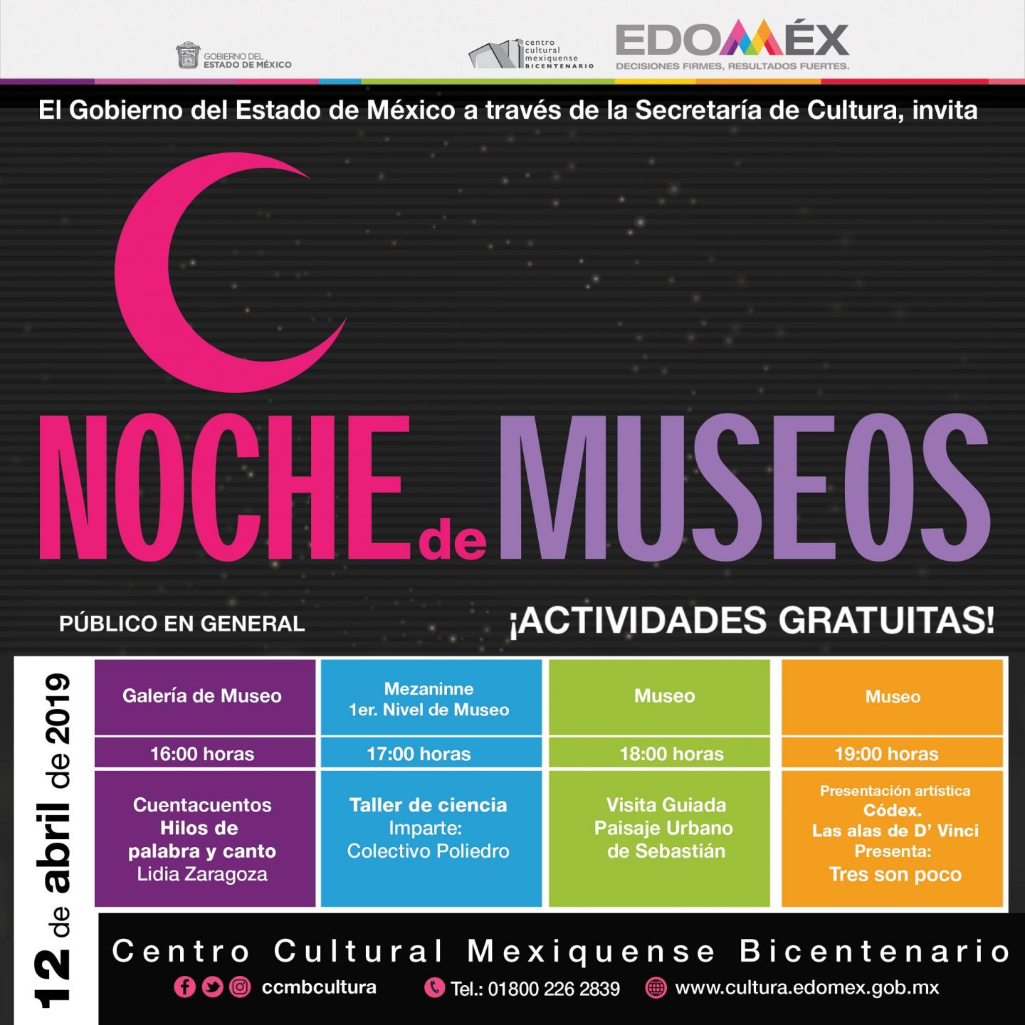 Presenta centro cultural mexiquense bicentenario, en noches de museos, obras de fundación Sebastian, AC
 