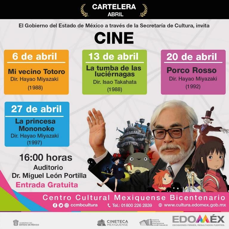 El Ciclo de Cine Hayao Miyazaki llega al Centro Cultural Mexiquense Bicentenario