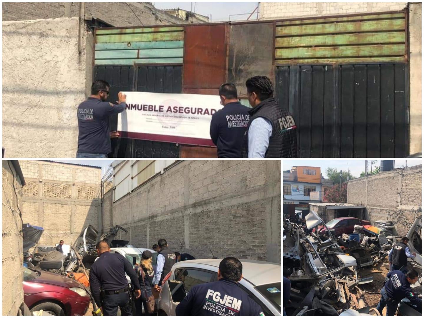 Aseguran predios usados para almacenar y desvalijar vehículos robados en Acolman y Ecatepec 