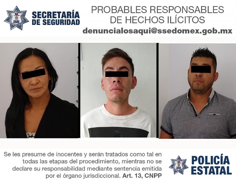 Tres detenidos por su probable responsabilidad en robo a cuentahabiente en Ecatepec