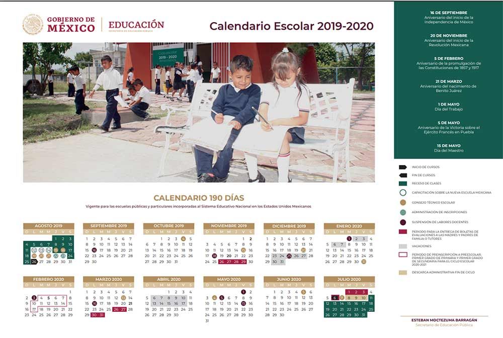 SEP presenta calendario escolar 2019-2020 con 190 días de clases