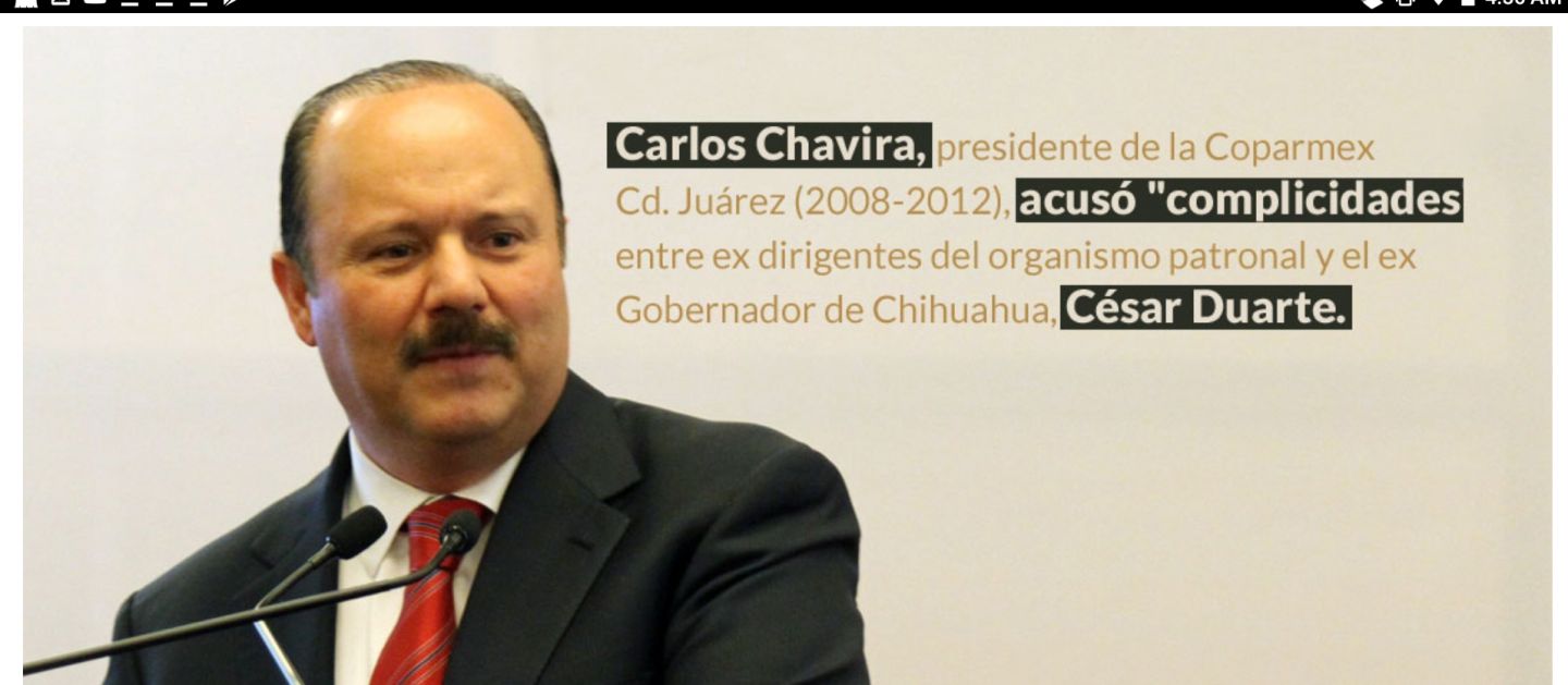 Desde 2012 Duarte impuso líderes en Coparmex y tejió redes de corrupción a su servicio 