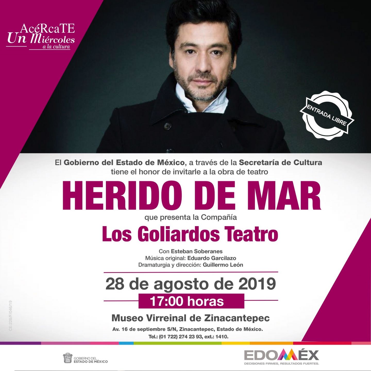 Presentan obra de teatro ’herido de mar’ en el museo virreinal de Zinacantepec 