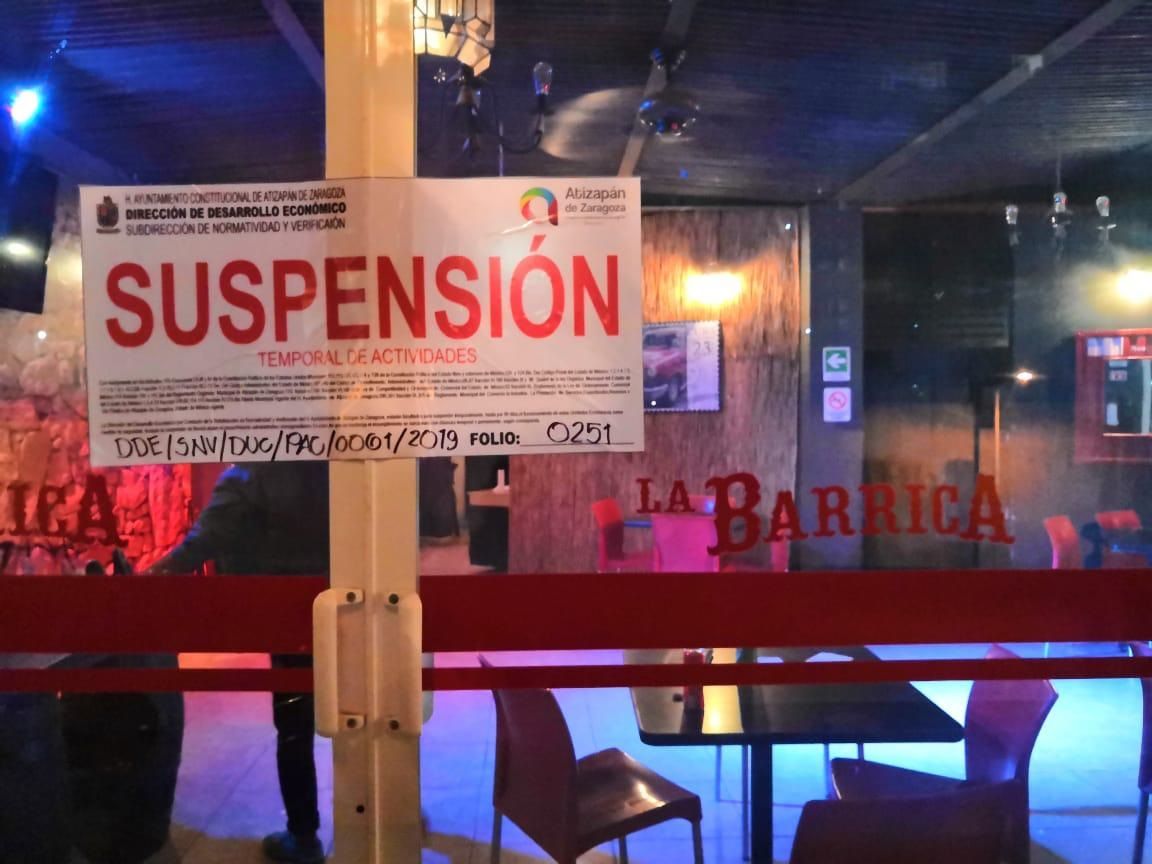 Suspenden funcionamiento   de 31 bares  y chelerías por diversas irregularidades  en Atizapán