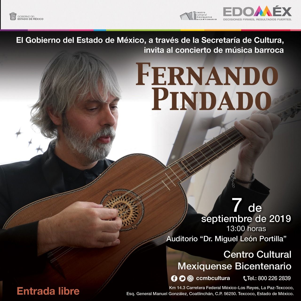 Fernando Pindado se presentará en el CCMB de Texcoco