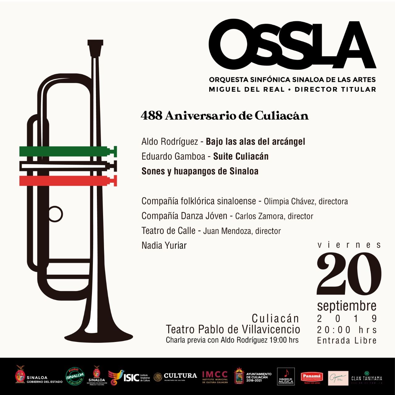 El viernes 20, concierto de la OSSLA inaugura los festejos de Culiacán