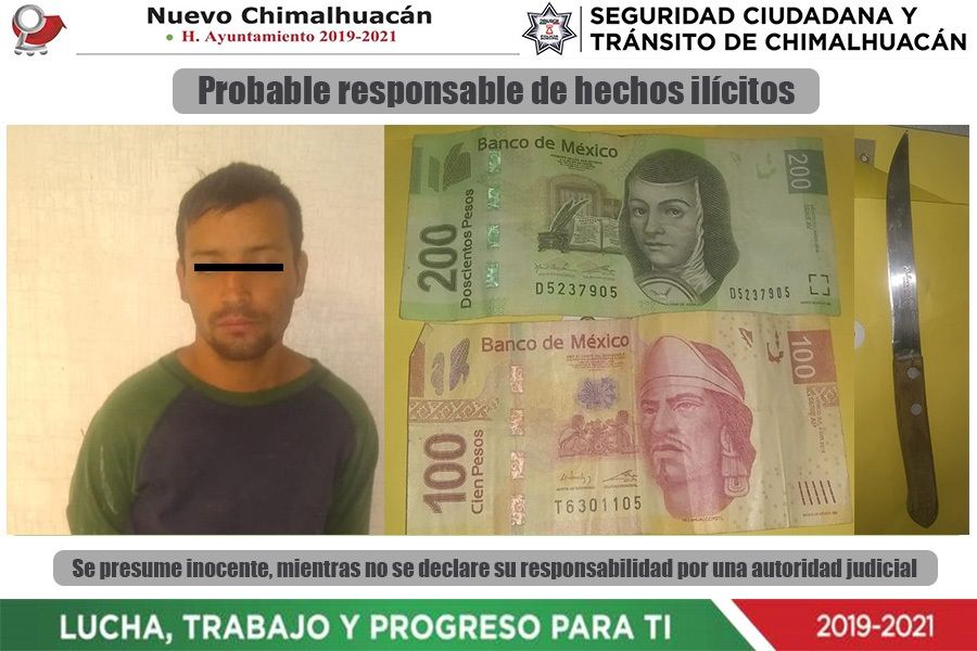 Policías de Chimalhuacán detienen a extorsionador de comerciantes