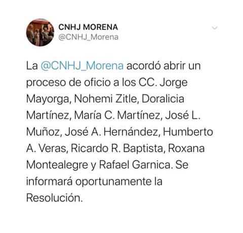 CNHJ de Morena busca expulsar a diputados del Grupo Universidad