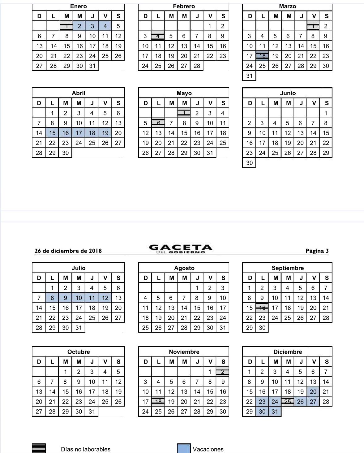 Publican el calendario oficial 2020