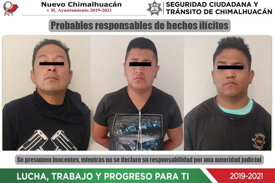 Caen tres por robo de vehículo Chimalhuacán 