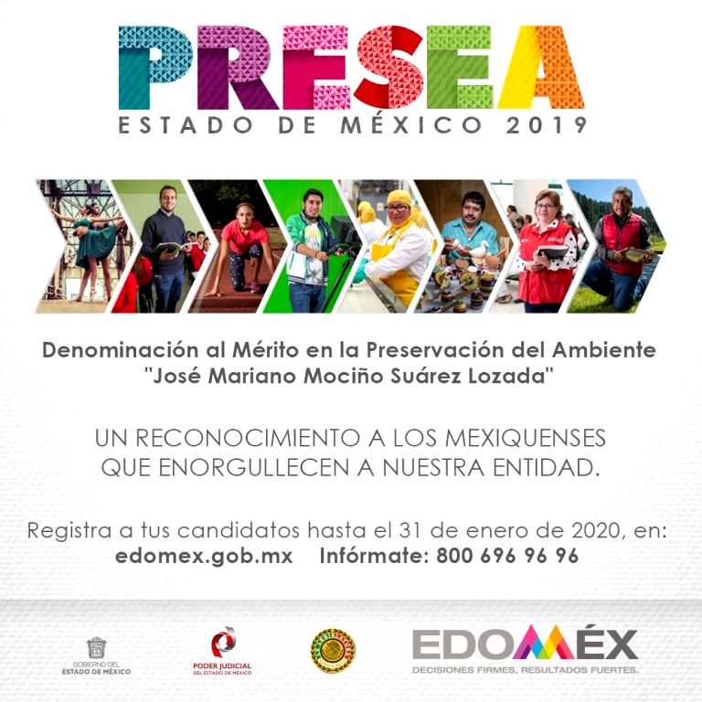 El GEM convoca a participar en la presea EDOMÉX 2019 al mérito en la preservación del ambiente