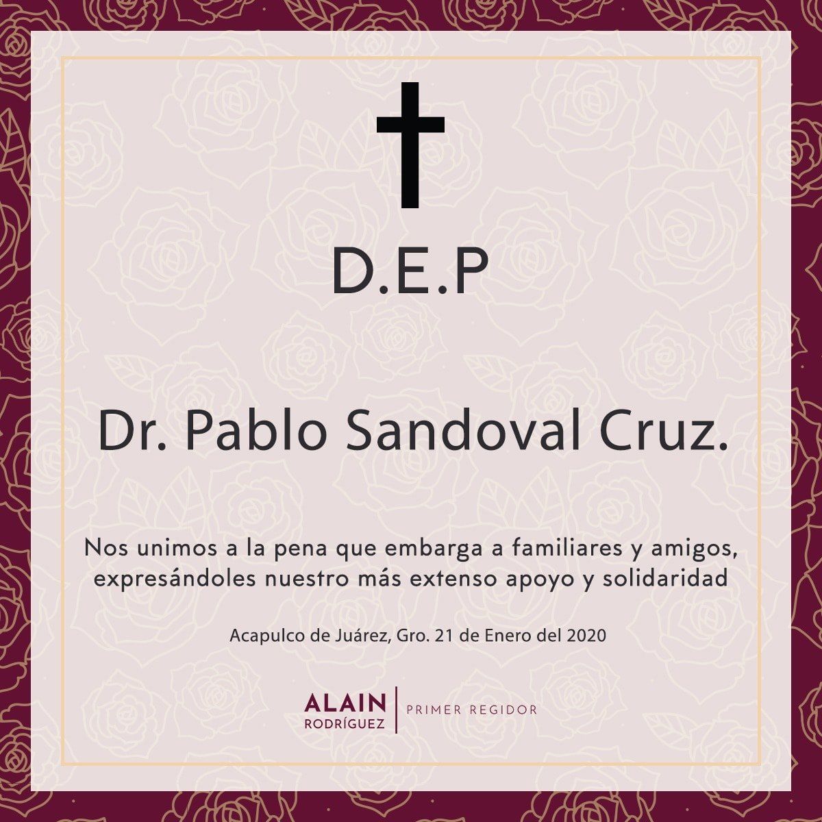 Alain Rodríguez se suma a las oraciones para despedir a Don Pablo Sandoval
