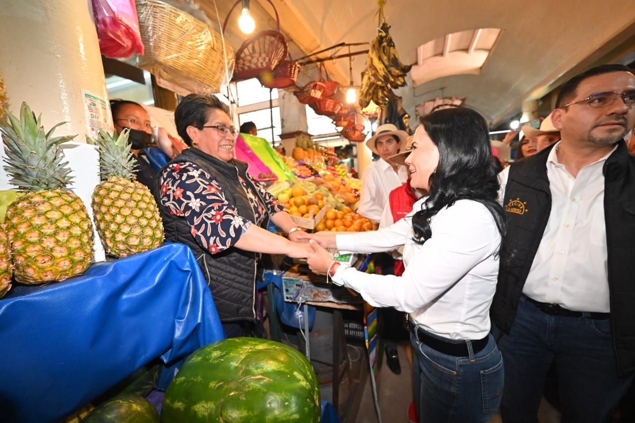 #En Zinacantepec Ale Del Moral visito a locatarios del Mercado Francisco I. Madero