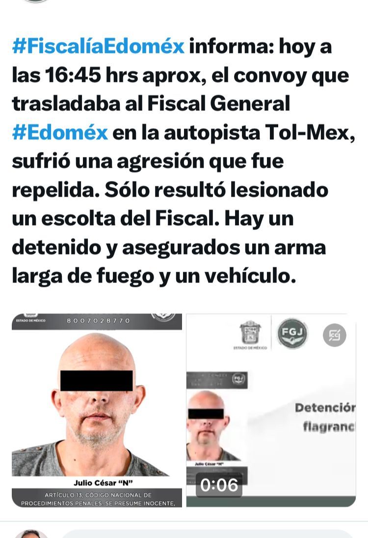 Atentan contra el fiscal del Estado de México
