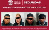 Policías de la SSEM y municipal de Zinacantepec detienen 4 presuntos integrantes de la Familia Michoacana al parecer por secuestro