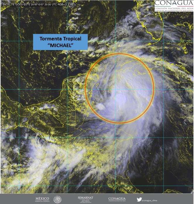 "Michael" se convertirá en huracán al llegar sus vientos a 119 km/h