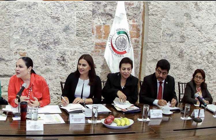 Nazario Gutiérrez con sus homólogas en el Senado de la República 