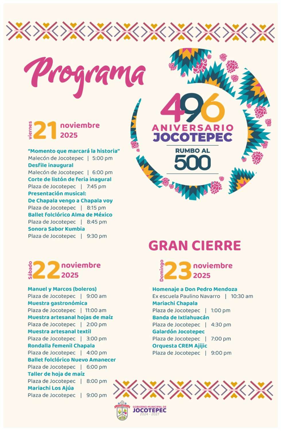 Acto de Identidad e Inauguración (viernes 21 de noviembre): 