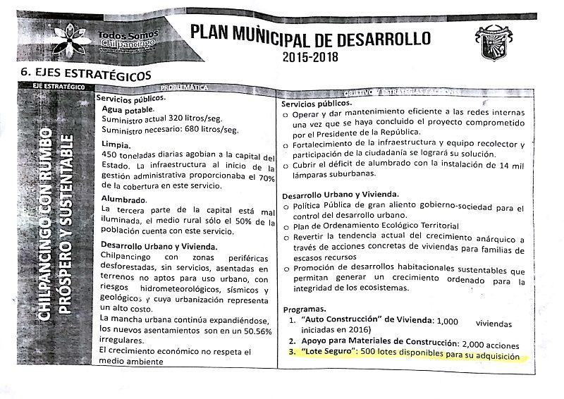 Pretende alcalde de Chilpancingo cambiar uso de suelo a áreas verdes y de donación para vender 500 lotes, denuncian organizaciones