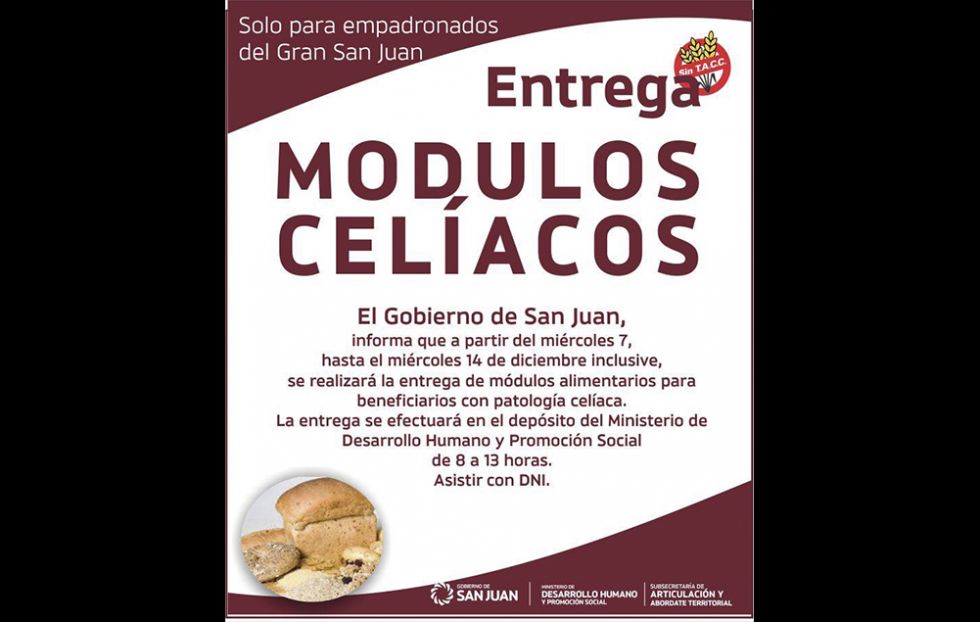 Entrega de alimentos para celiacos