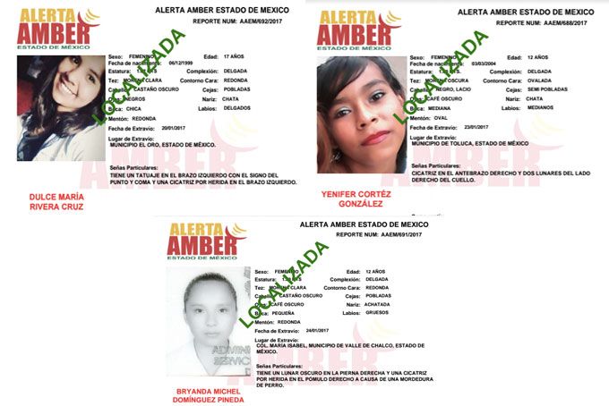 Localizan a tres adolescentes reportadas como desaparecidas en Edomex