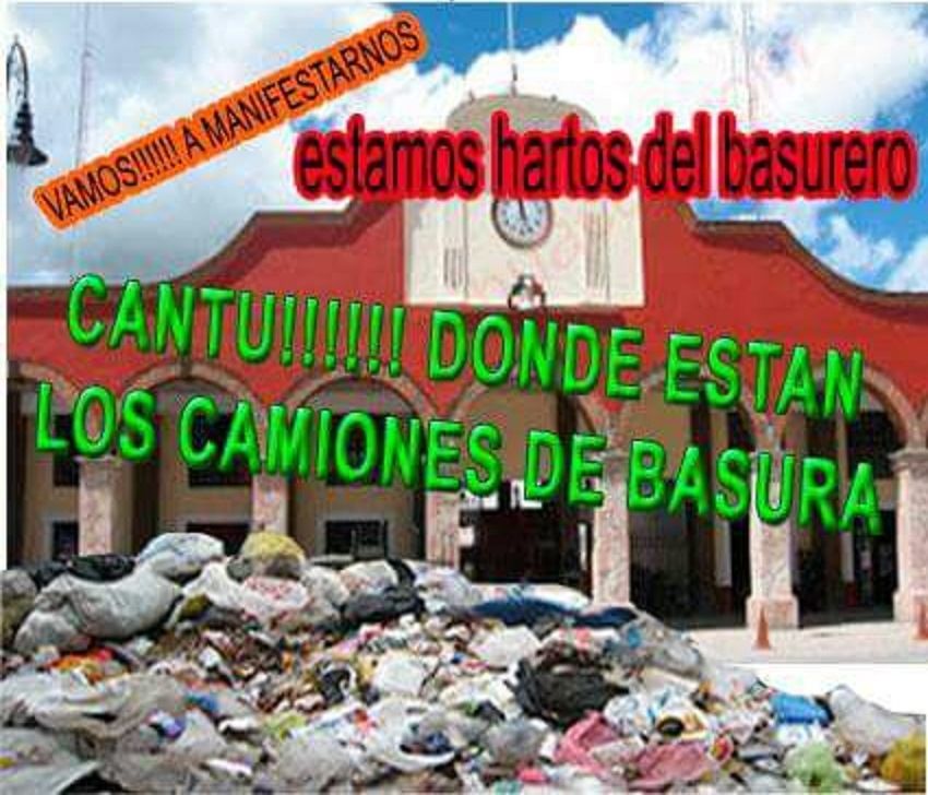 Pobladores de Teotihuacán convocan para que este martes todos vayan a tirar su basura afuera de la alcaldía.