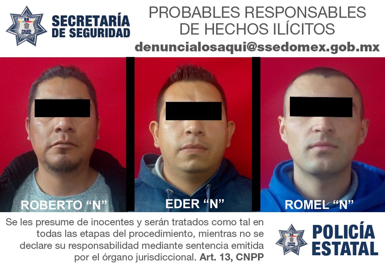 Caen cuatro presuntos secuestradores; tres son efectivos de la SS del EDOMEX.