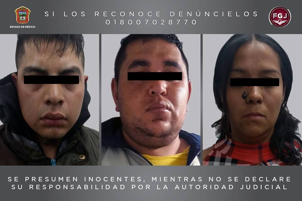 Detienen a mujer y dos hombres presuntos extorsionadores en Chalco