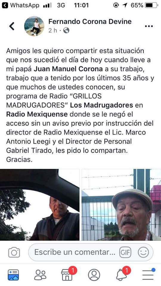 Sin previo aviso quitan "Grillos Madrugadores" prohíben el acceso a Radio Mexiquense a Juan Manuel Corona Ornelas.