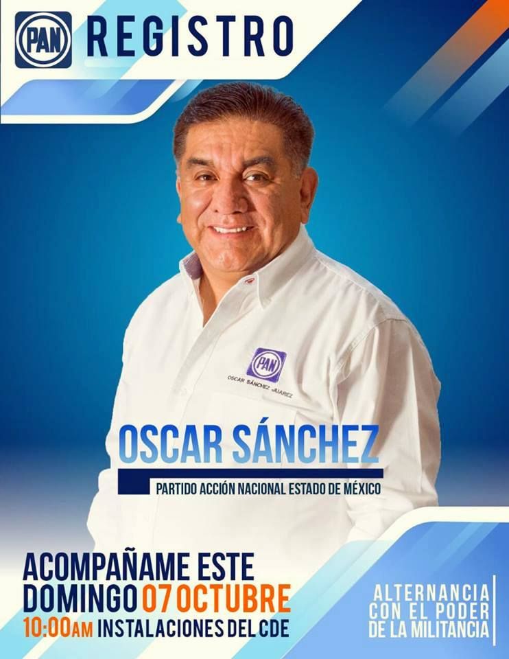 Invitación a registro de Oscar Sánchez Juárez en el CDE del PAN mexiquense