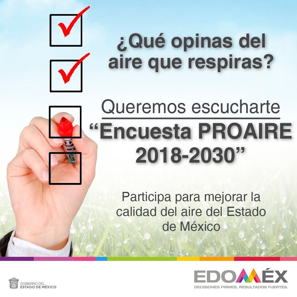  Invitan a Mexiquenses a participar en encuesta PROAIRE 2018-2030