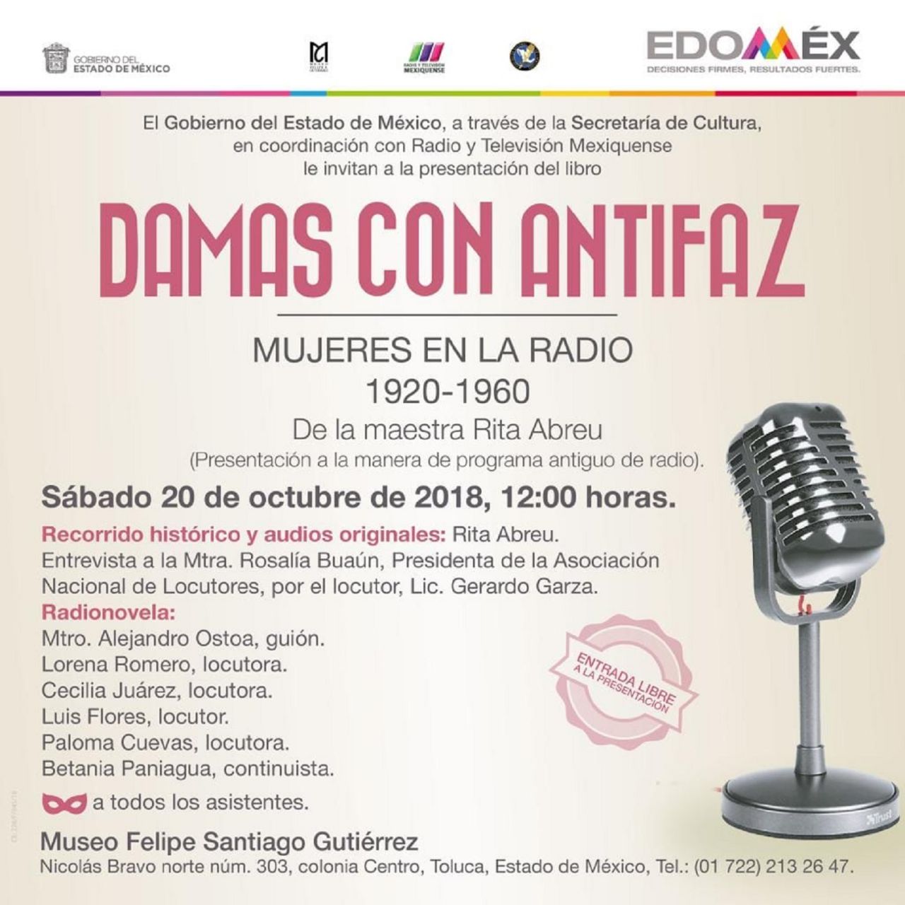 Presentarán libro "Damas con antifaz mujeres en la radio (1920-1960)’.